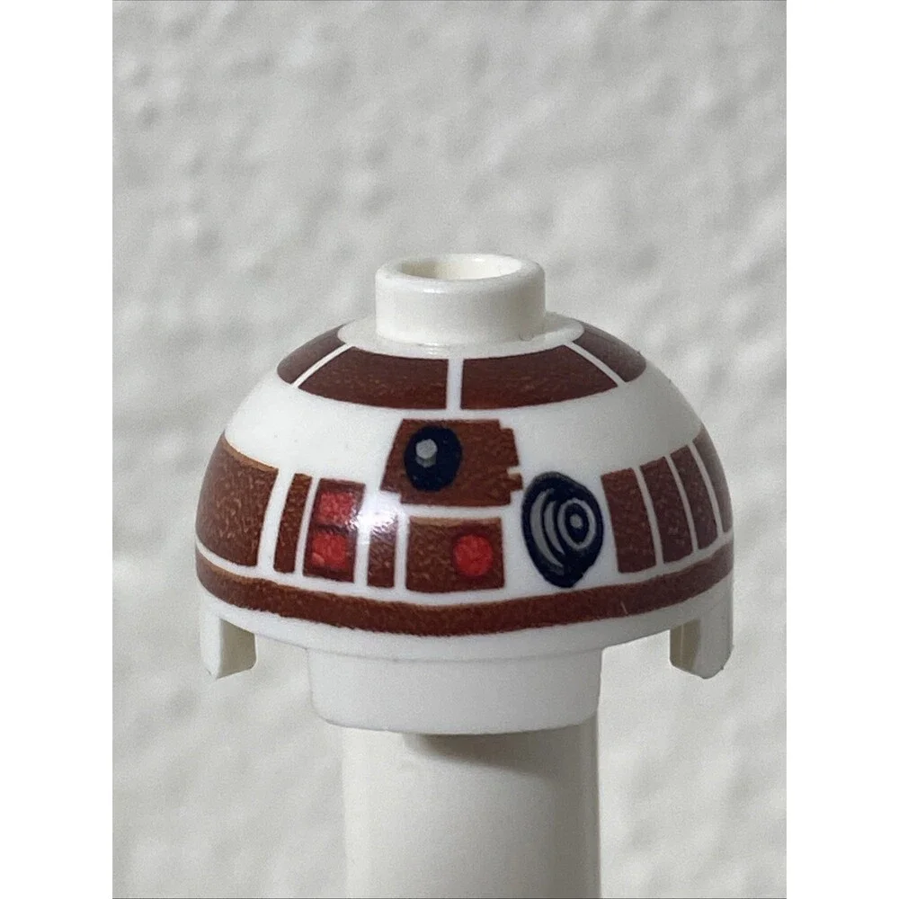 Star Wars LEGO x 2 White Brick, Round 2 x 2 Dome Top with R Brown R7-D4 Droid
